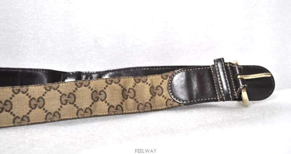 구찌/남성자갸드레더트리밍금장버클벨트(허리28~30)정품 상품이미지5