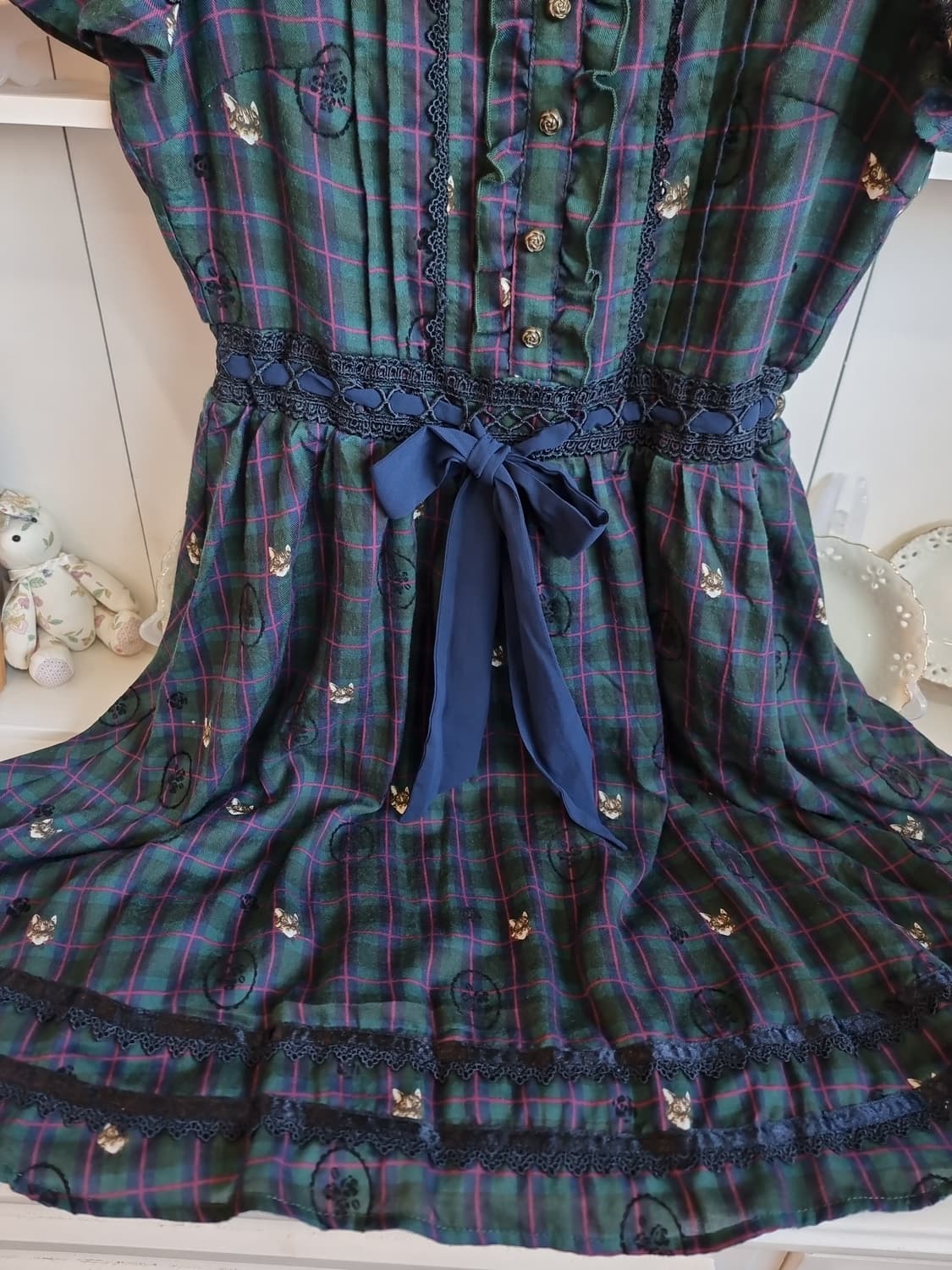 액시즈 팜 체크 리본 반팔 원피스 상품이미지6