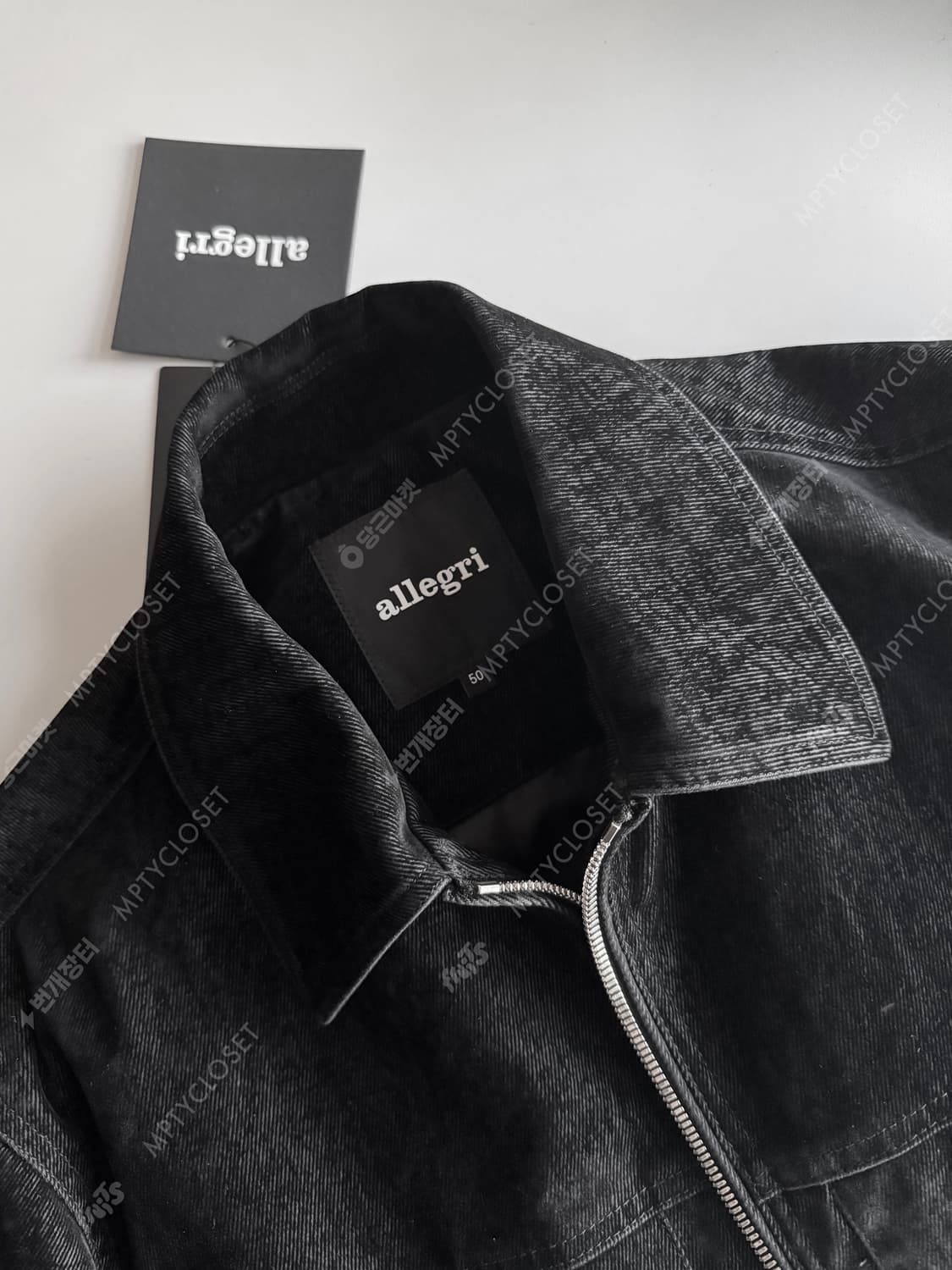 [50] 알레그리 25fw 벨루어 벨벳 데님 집업 자켓 상품이미지4
