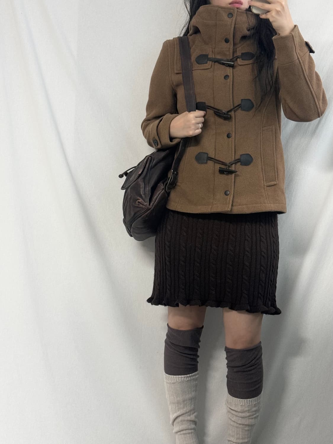 하레 울 블렌디드 하이넥 더플 버튼 코트 상품이미지9