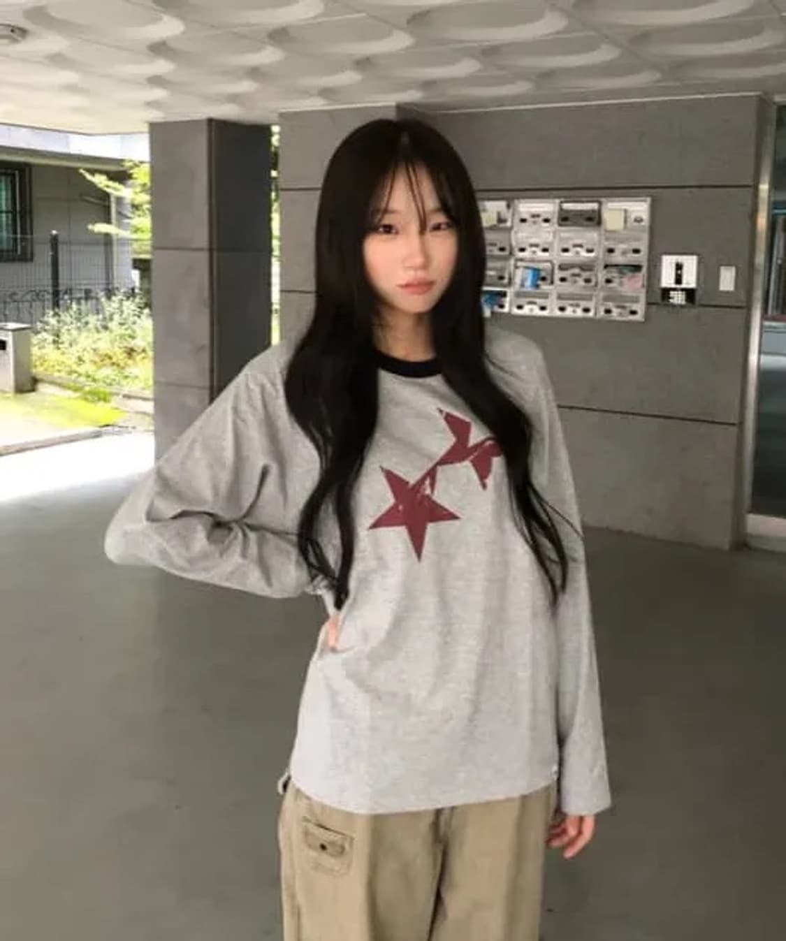 카비시 트윈 스타 링거 롱슬리브 그레이 M  상품이미지8