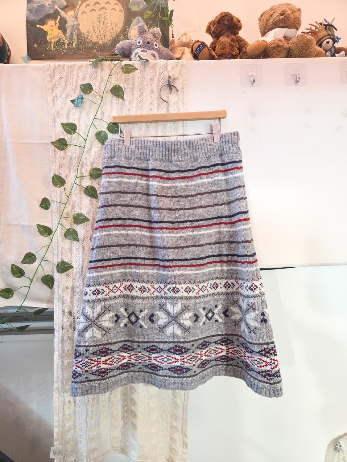 패턴 니트 미디 스커트 상품이미지4