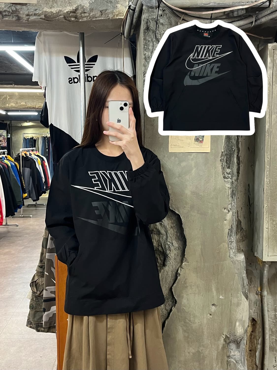 나이키 맨투맨 블랙 S #csz1014 상품이미지1
