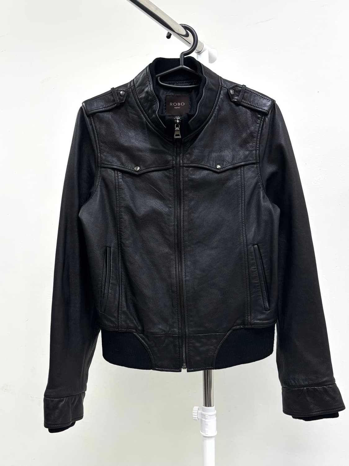 빈티지 블랙 이태리 리얼 레더 가죽 자켓 상품이미지7