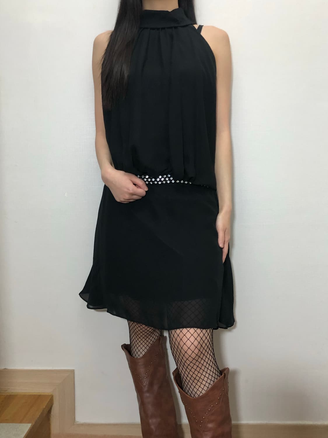 빈티지 블랙 홀터넥 원피스 상품이미지7