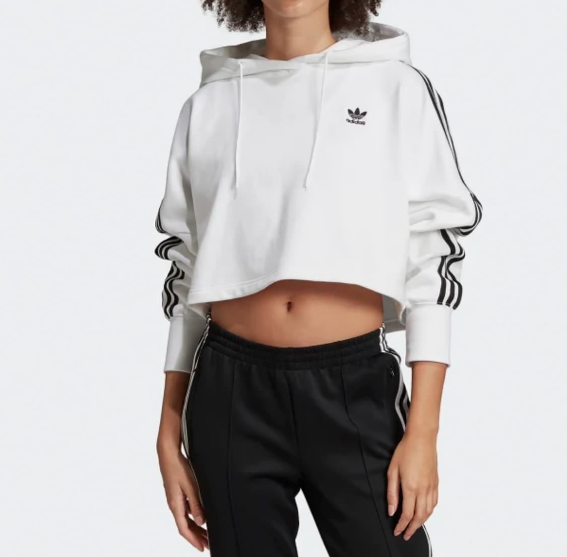 [XL] adidas 아디다스 오버핏 크롭 화이트 후드티 상품이미지4