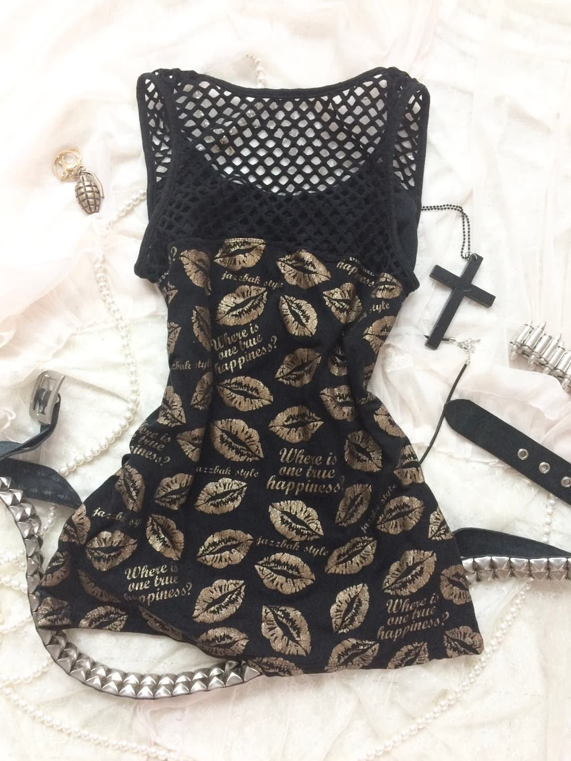 Vintage Grunge Rock Mesh Tiered sleevele 상품이미지2