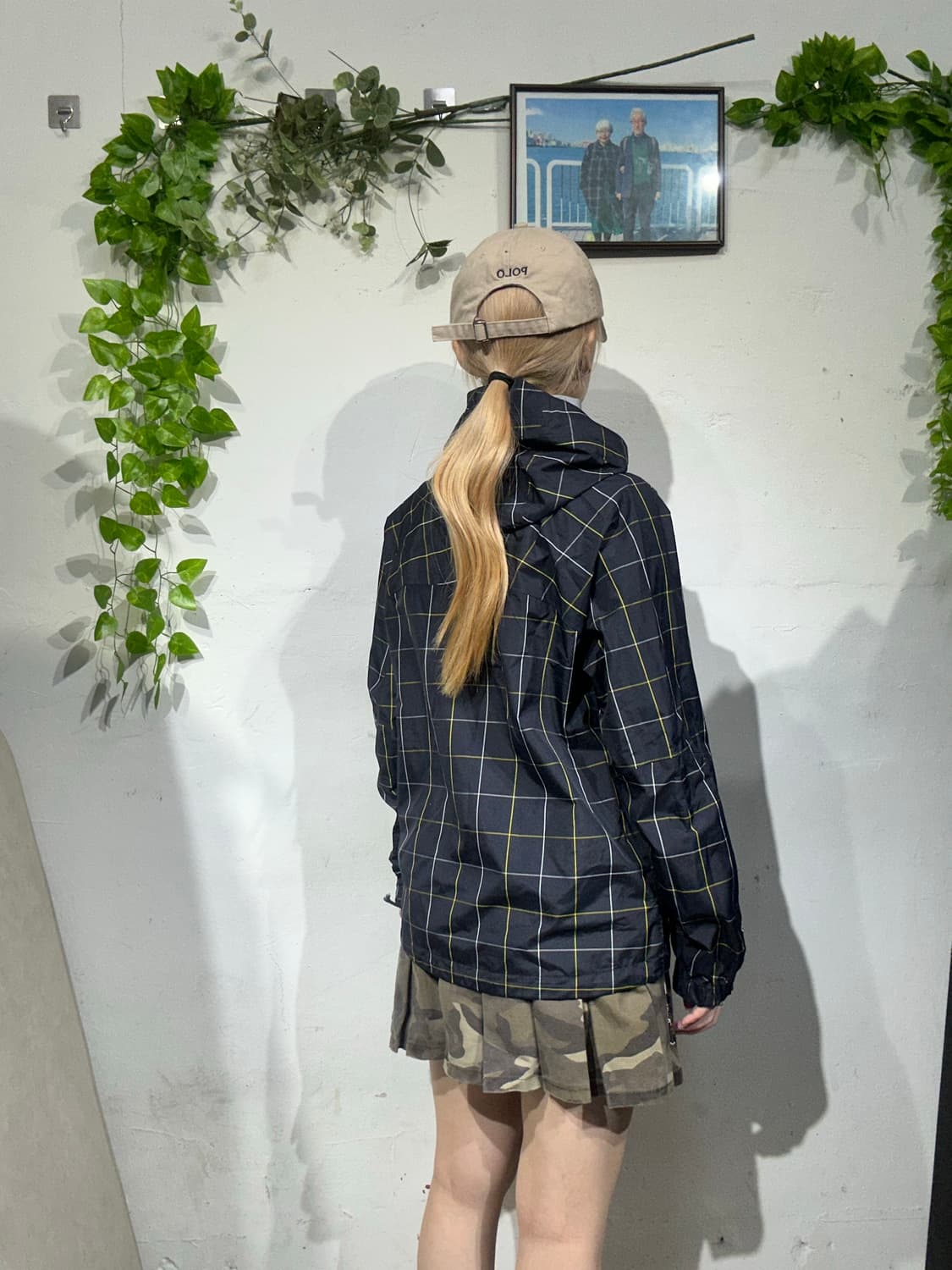 컬럼비아 블랙 골드 체크 바람막이 자켓 S 상품이미지3