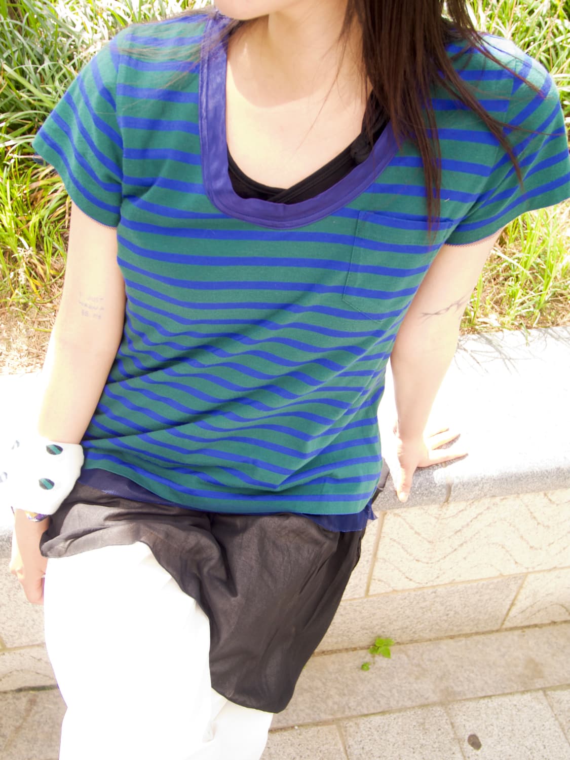 [sacai luck] mesh layered stripe t-shirt 상품이미지5