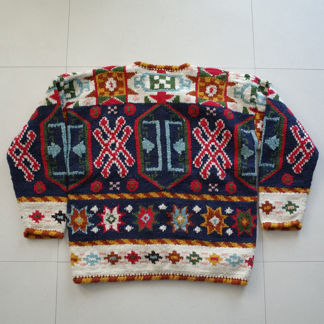 90s 빈티지 에스닉 나바호 아즈텍 핸드메이드 울 가디건 볼리비아(M) 상품이미지6