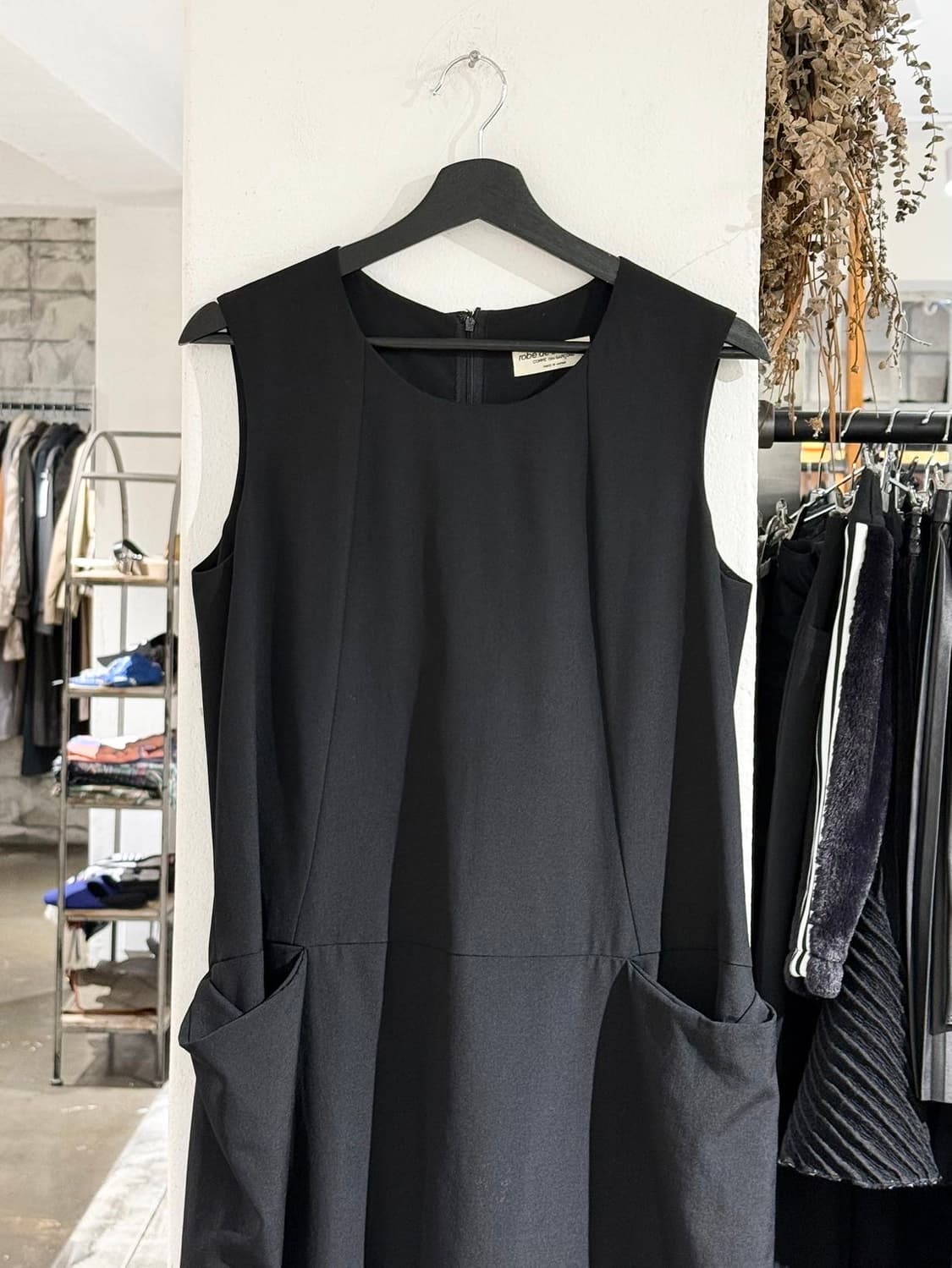 꼼데가르송 robe de chambre 블랙 울 슬리브리스 롱 원피스 상품이미지2