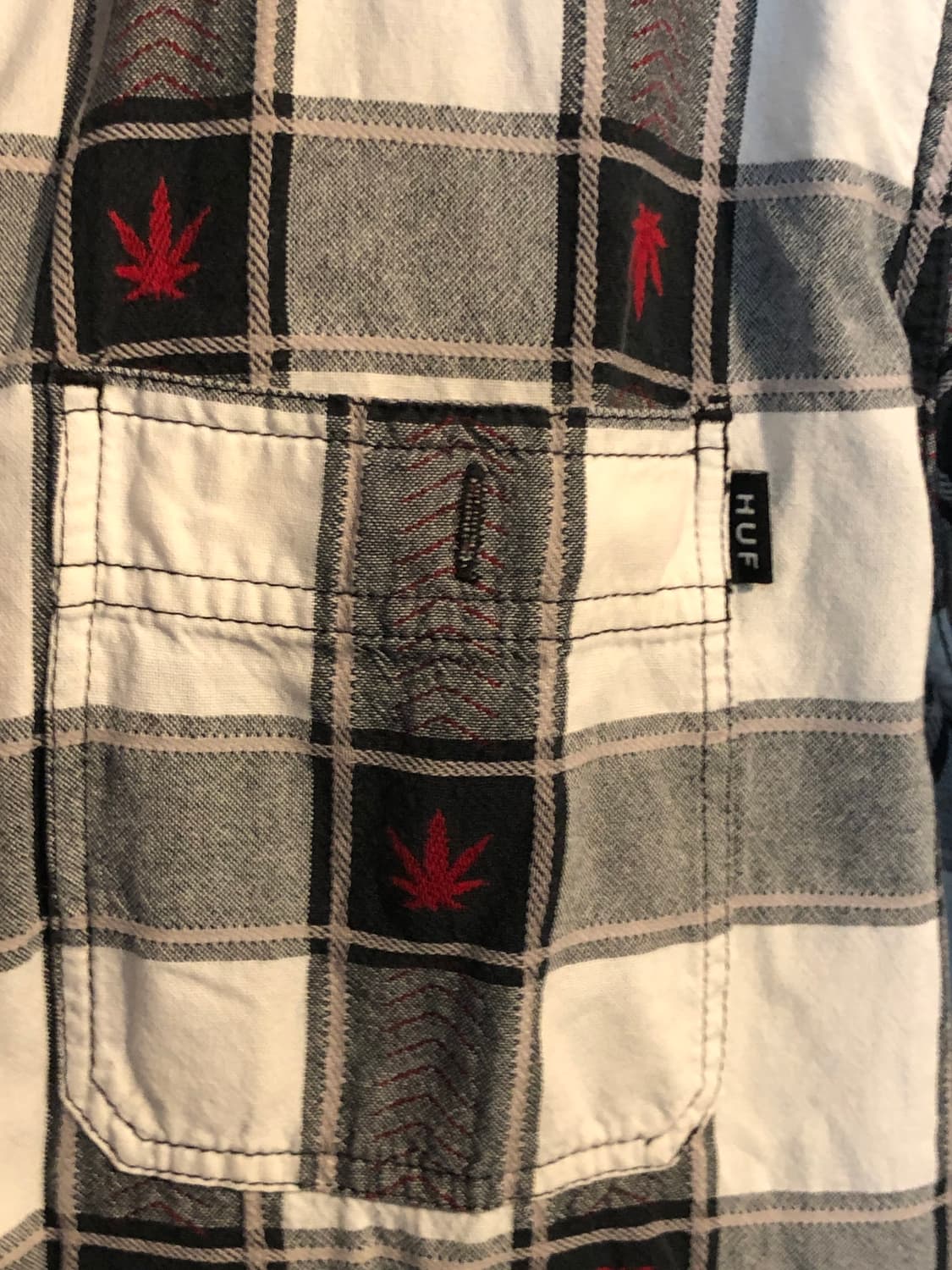 허프 블랙 화이트 체크 패턴 셔츠 L(100) 상품이미지4