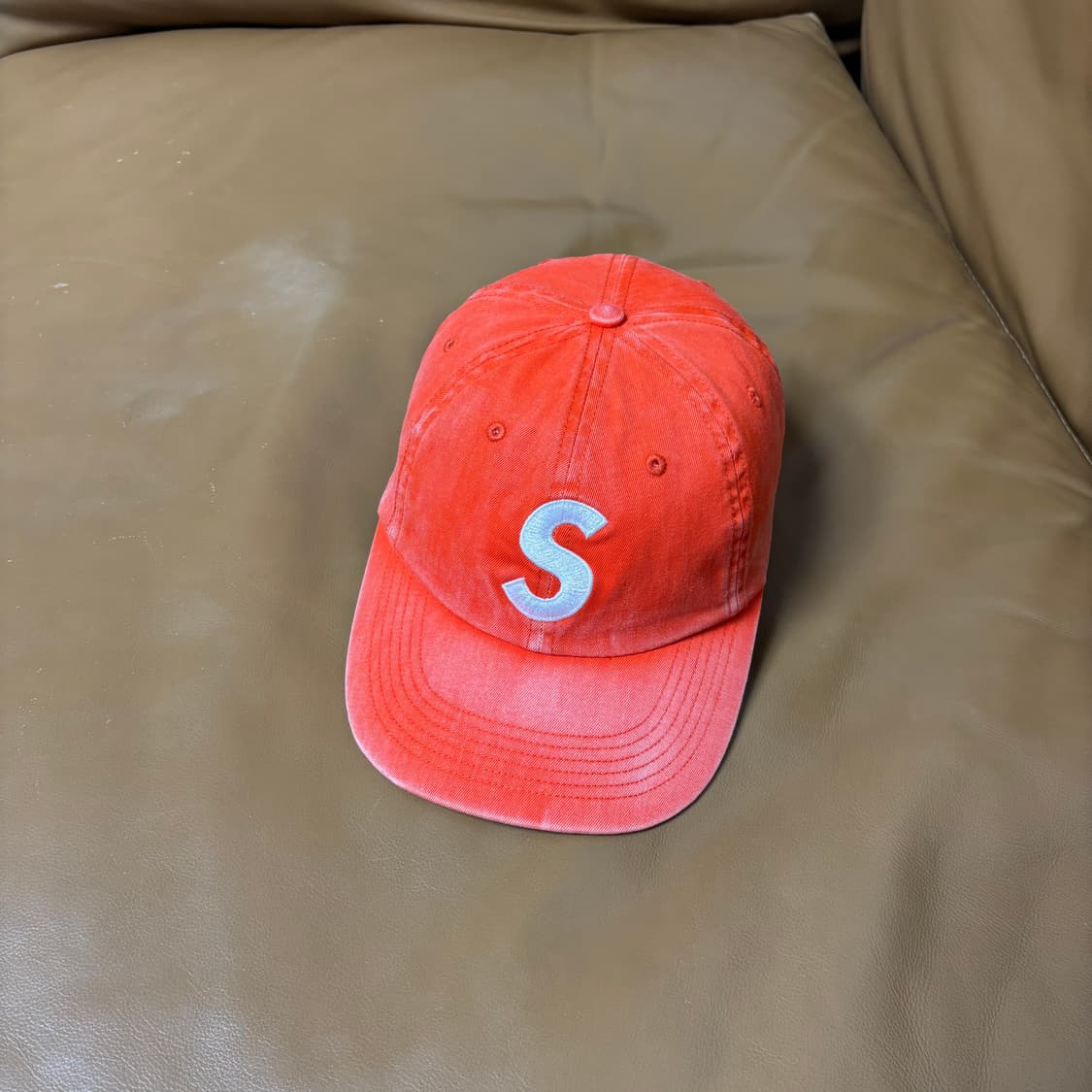 슈프림 S로고 6패널 볼캡 모자 피그먼트 워시드 오렌지 상품이미지1
