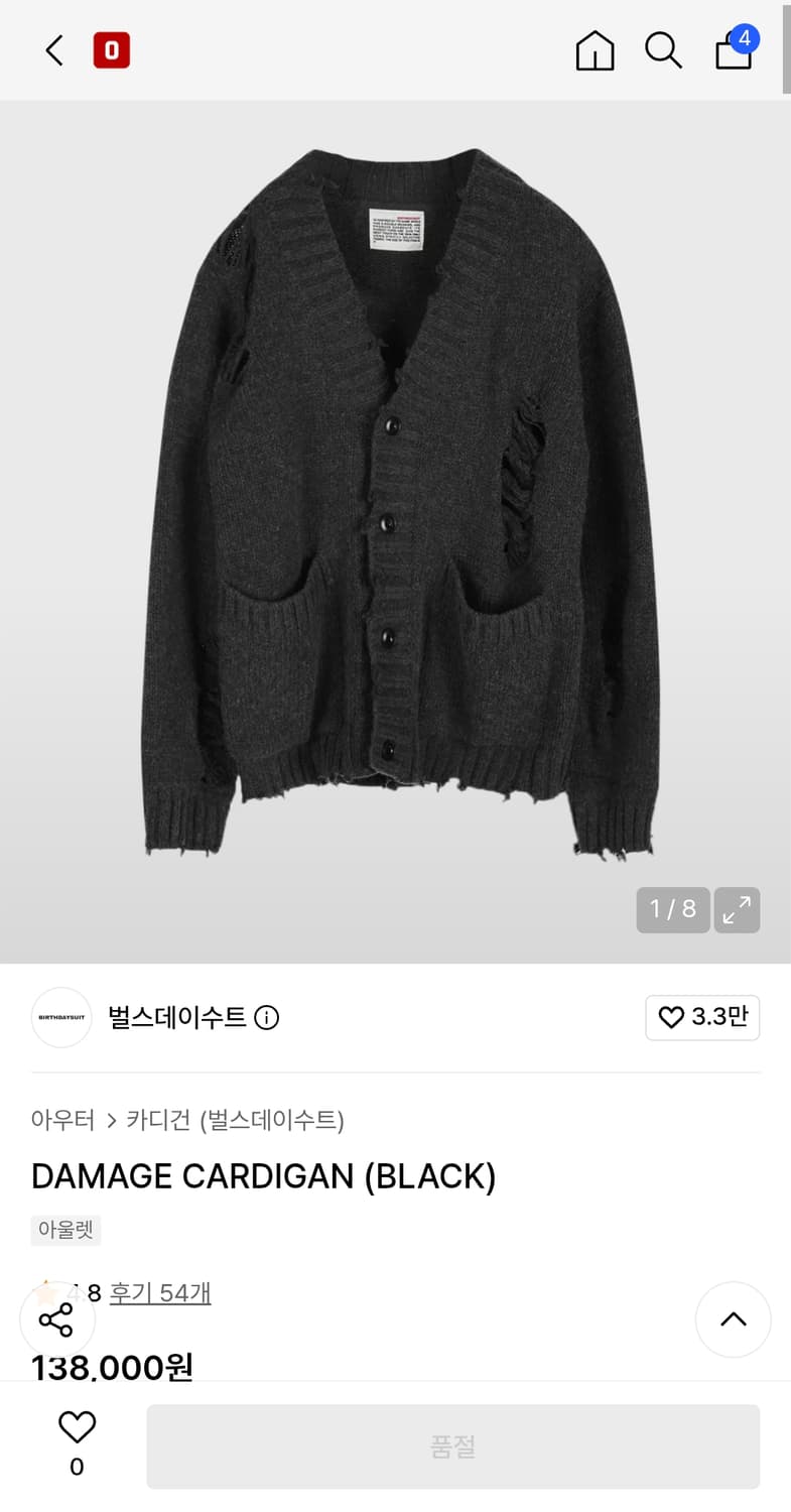 벌스데이수트 데미지 가디건 상품이미지2