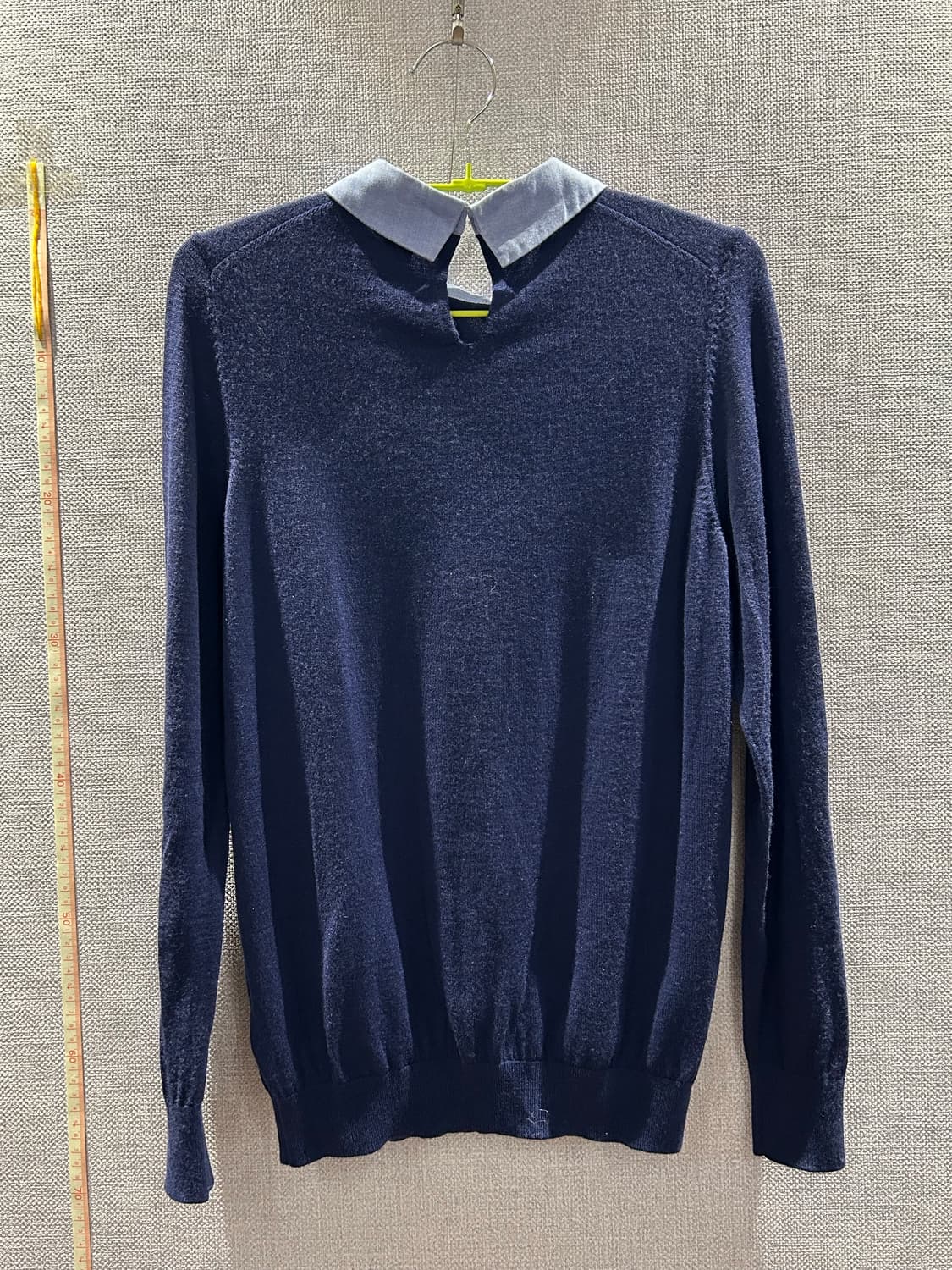 [S] 타미힐피거 럭셔리 울 배색 카라 니트 (Navy) 상품이미지4