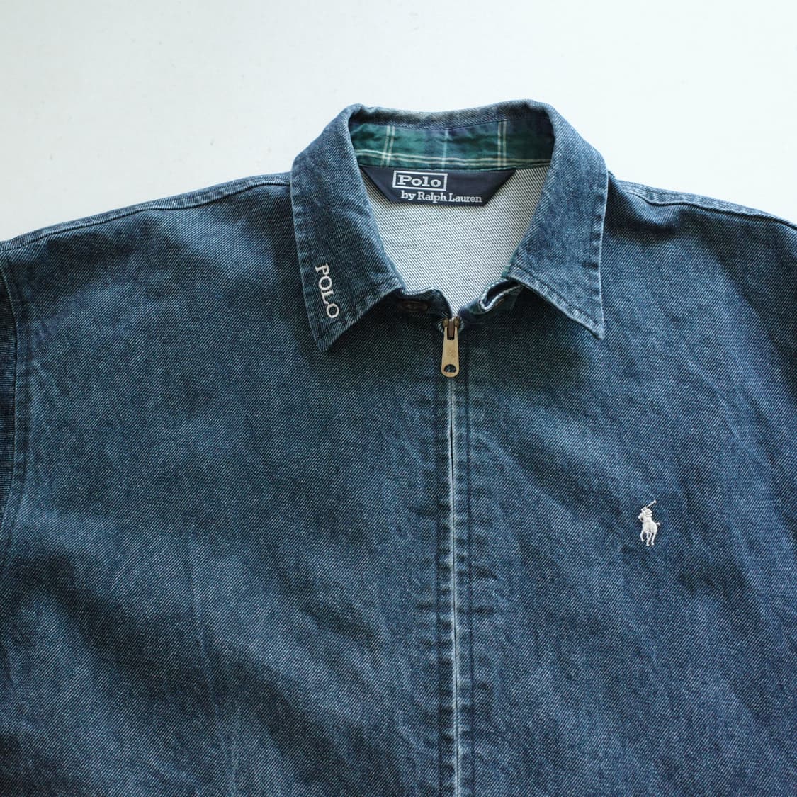 90s 폴로 랄프로렌 데님 해링턴 자켓 (체크 라이닝) 상품이미지2