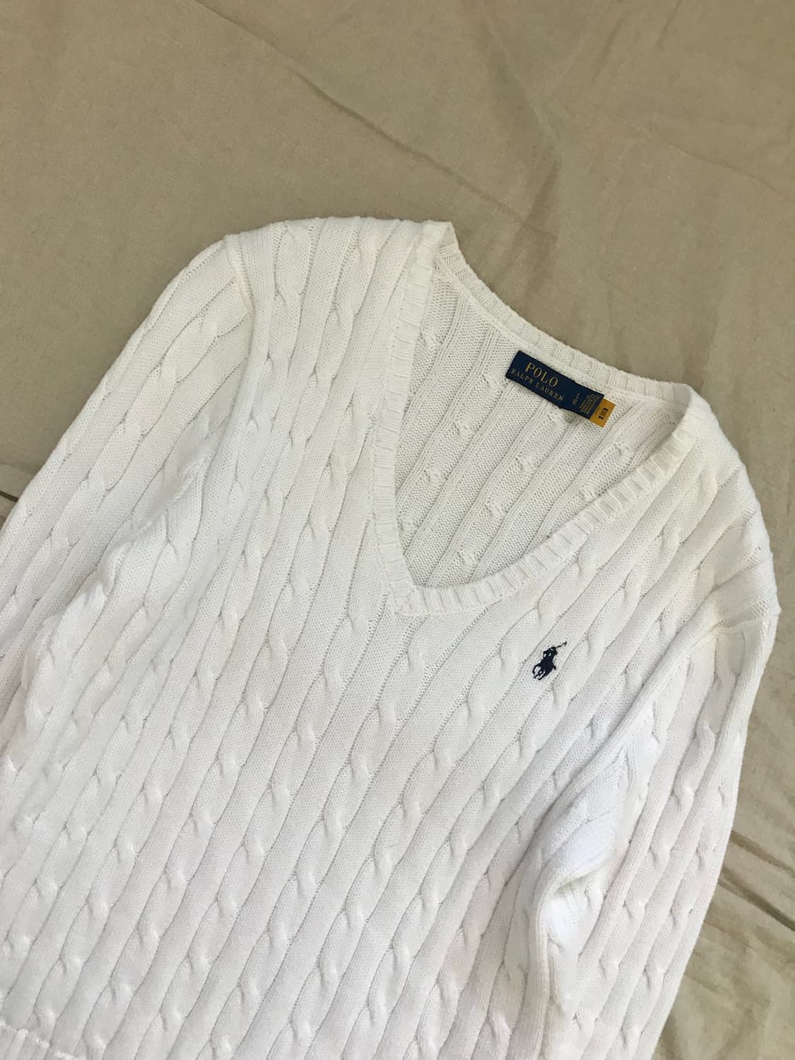 폴로 랄프로렌 포니로고 QR코드택 케이블 브이넥 니트 상품이미지6