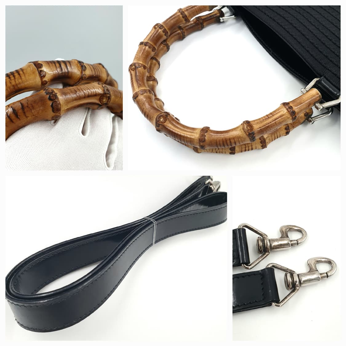 구찌 뱀부 블랙 퀄팅 캔버스 투웨이 토트백 숄더백 상품이미지6