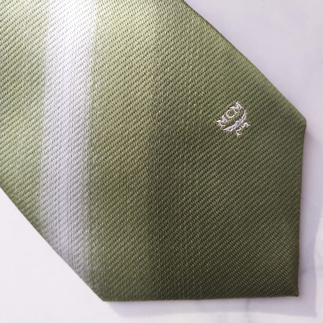 MCM 실크 그린 스트라이프 텍스처 넥타이 8.7cm A+등급 K1608 상품이미지9