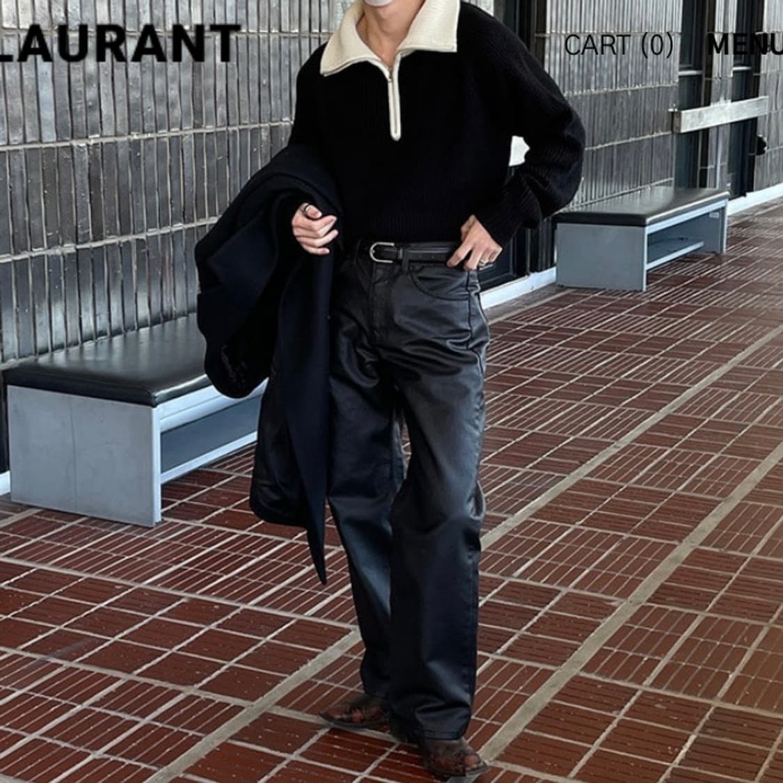 (OS) 로랑051 빅카라 니트 집업 상품이미지2