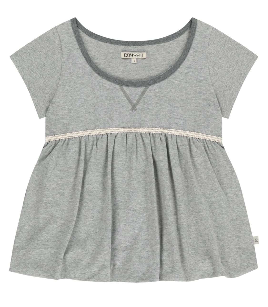 코이세이오 레이스 벌룬 티셔츠 멜란지 그레이 1size 상품이미지1