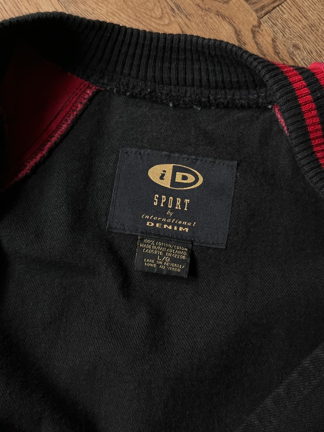 [L]Made in Canada 블랙 레드 데님 바시티 자켓 상품이미지7