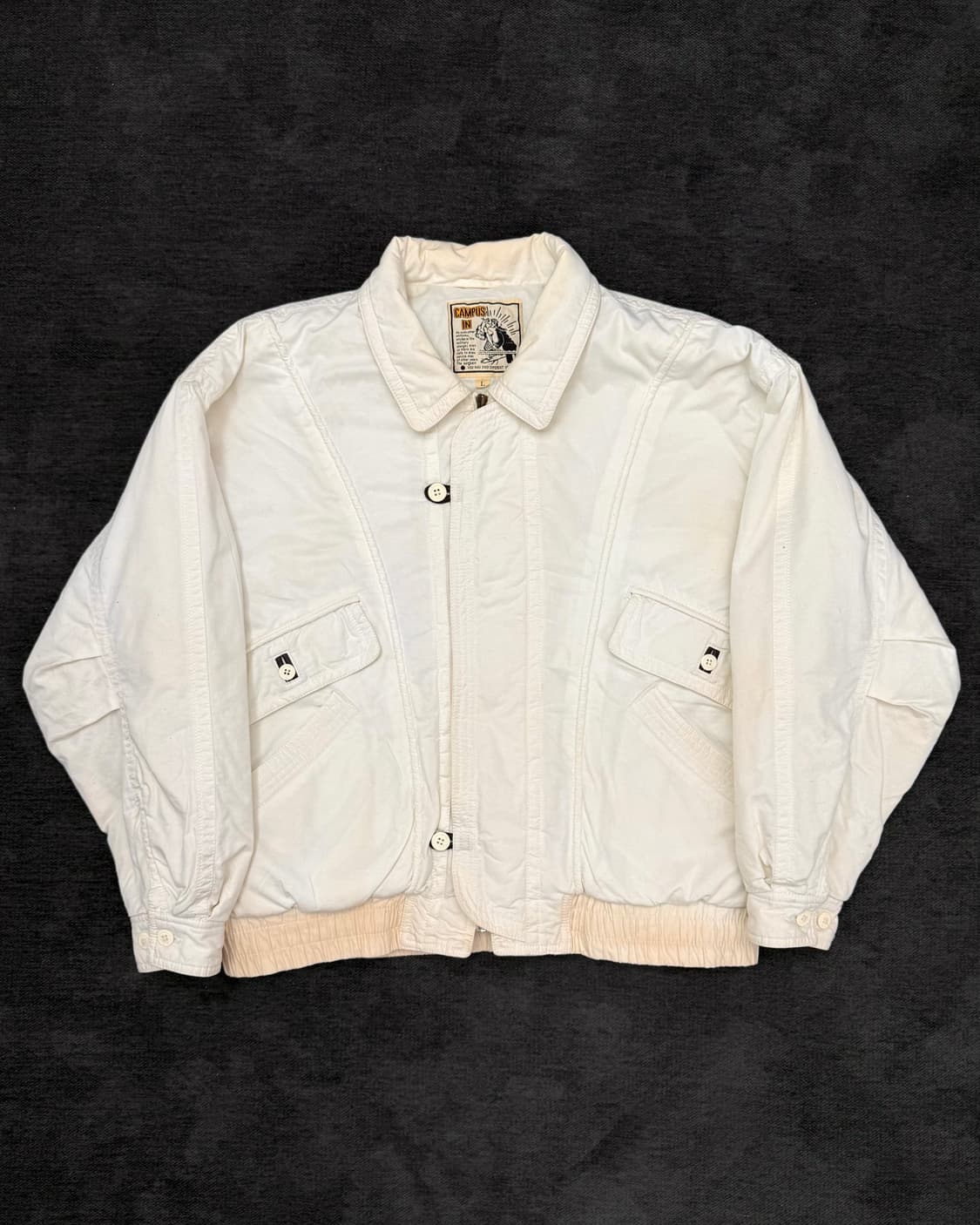 빈티지 아이보리 코튼 봄버 자켓 상품이미지1