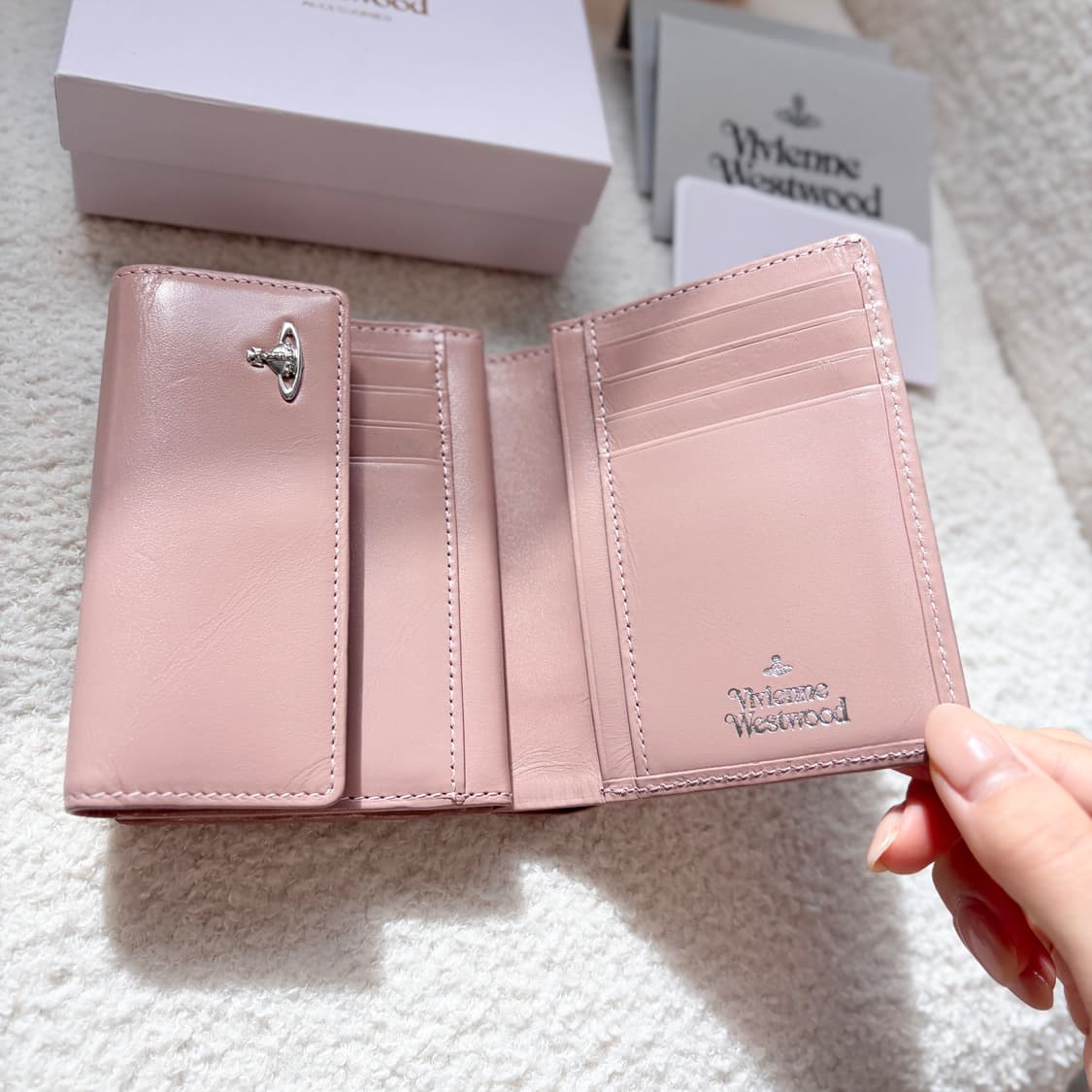 풀셋 비비안웨스트우드 반지갑 빈티지 워터 핑크 상품이미지3