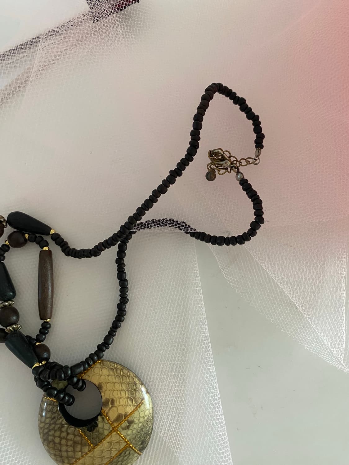 빈티지 우드 & 레진 도넛 펜던트 네크리스 목걸ㅇ 상품이미지4