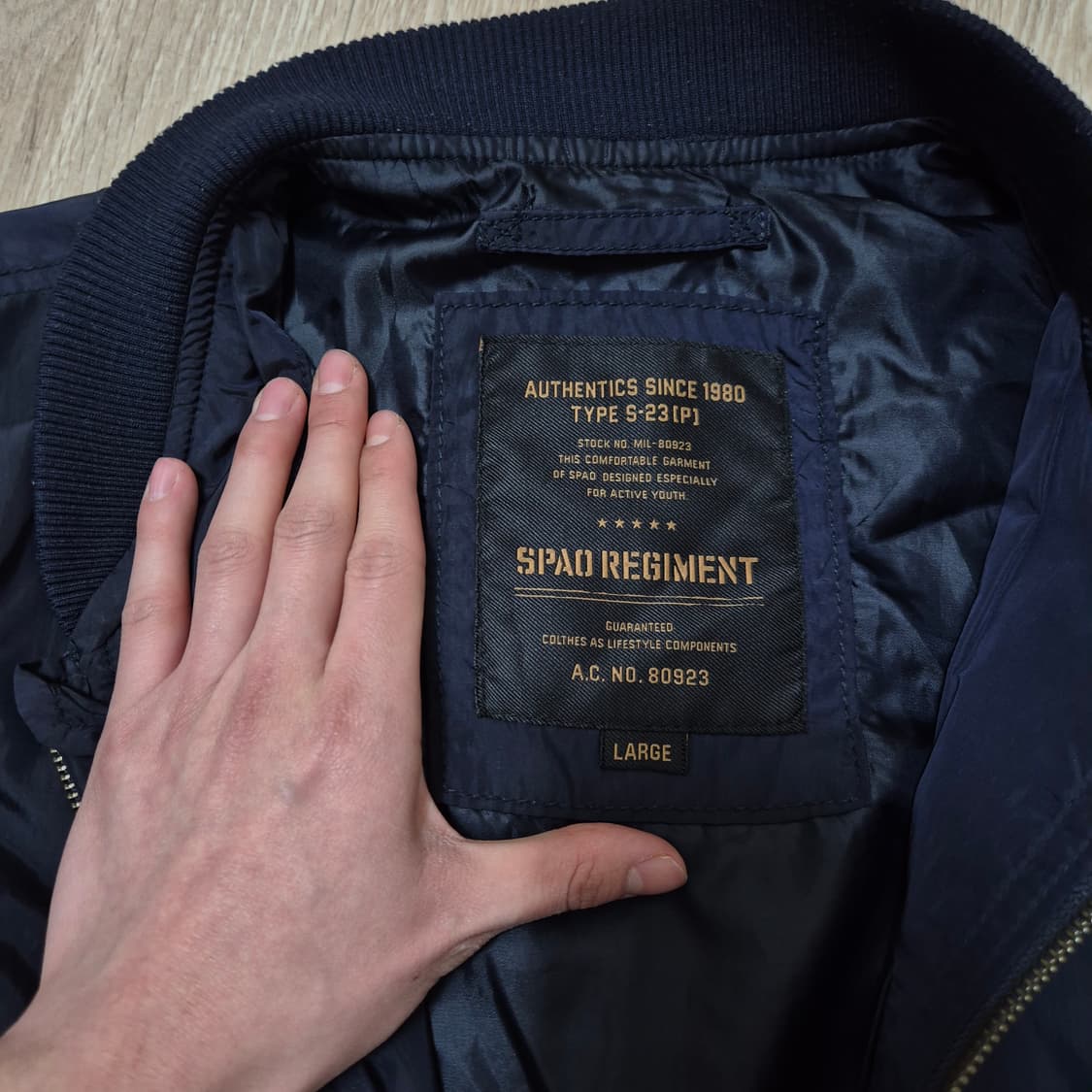 스파오 레지먼트 사이드포켓 MA-1 항공점퍼 블루종 자켓 L(100) 상품이미지5
