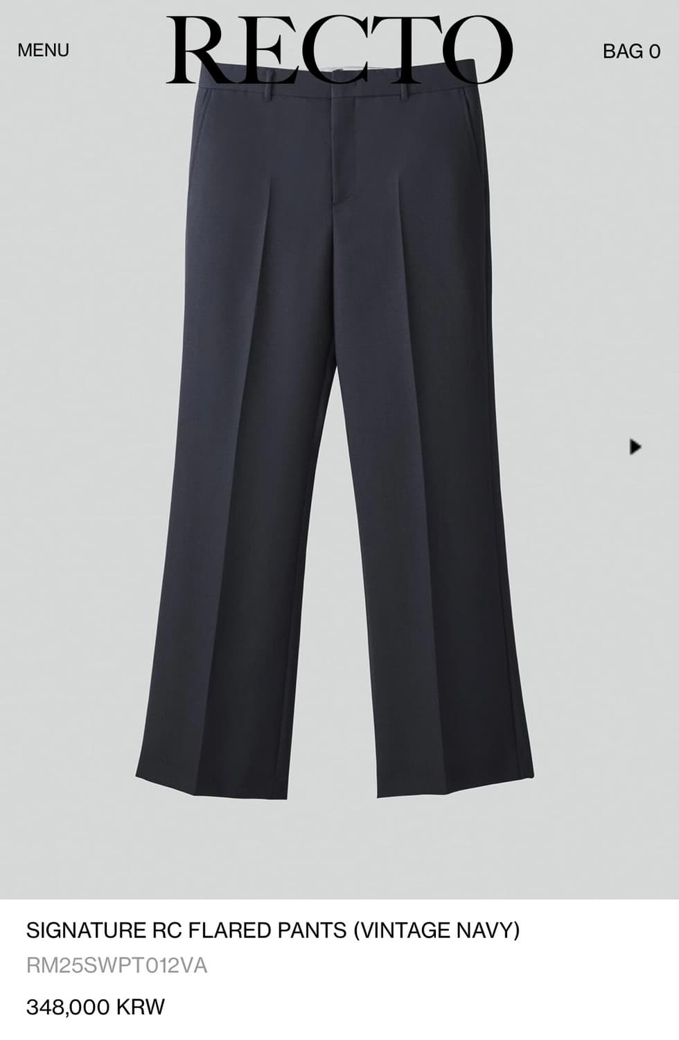 [새상품] 렉토 SIGNATURE RC FLARED PANTS 네이비 S 상품이미지1
