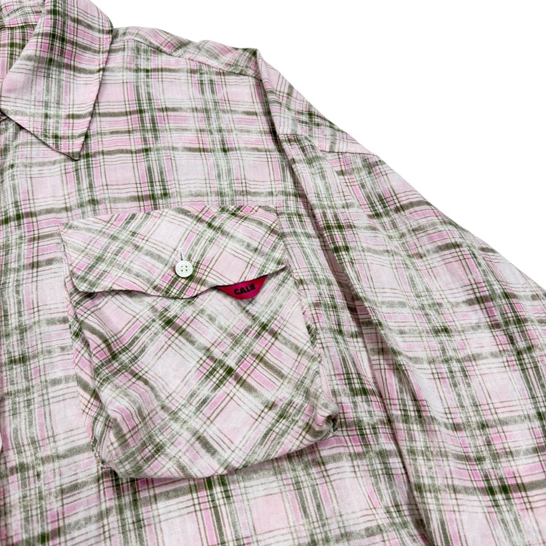 애즈이프캘리 더티 워싱 오버핏 체크 셔츠 남방 핑크 상품이미지2