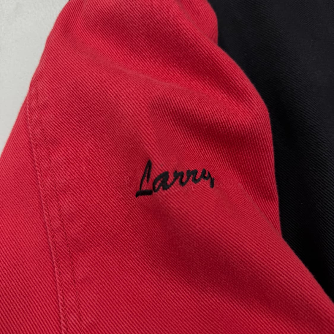 90s 올드스쿨 검빨 배색 코튼 바시티 자켓 상품이미지4