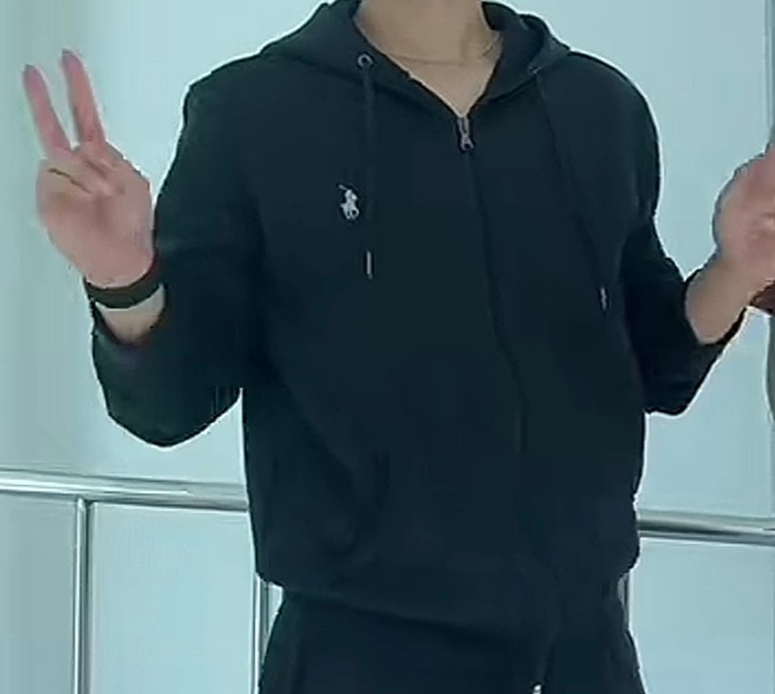 (구해요) 폴로 후드집업 검정색 화이트 포니 L 상품이미지1