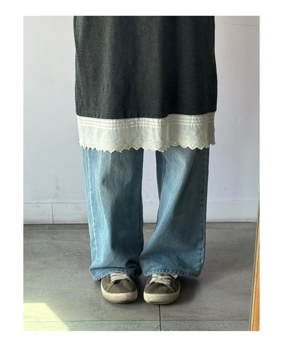 일본빈티지 차콜 레이스 롱슬리브 , 원피스, 코튼원피스 상품이미지4