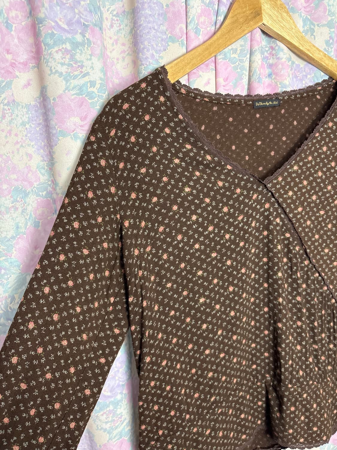 브라운 플라워 긴소매 티셔츠 상품이미지5