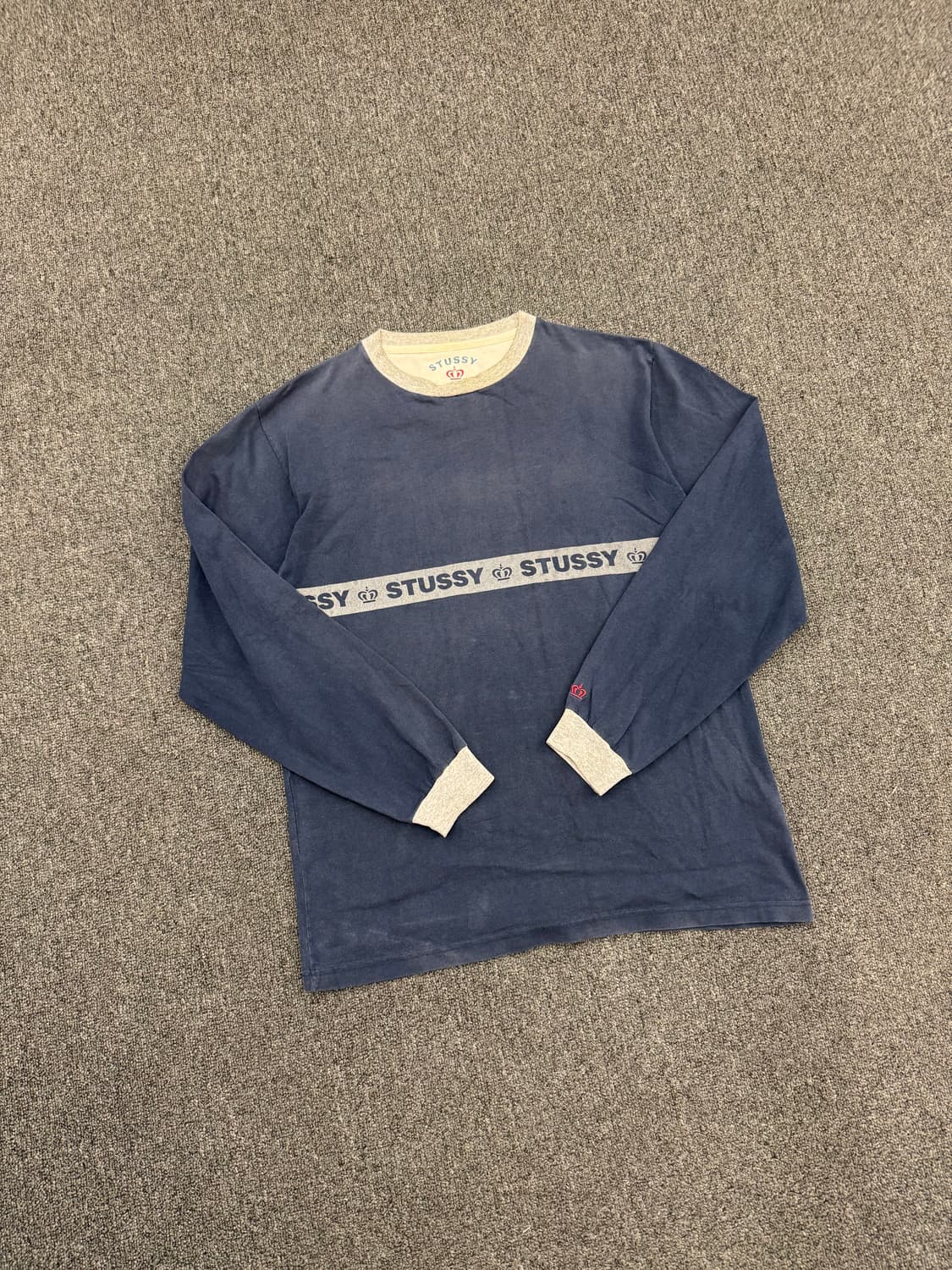 M)00’s 스투시 빈티지 크라운 로고 프린팅 롱슬리브 상품이미지1