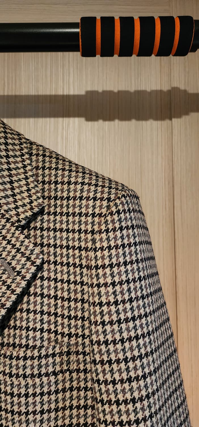 베이지 체크 모직자켓 M 상품이미지3