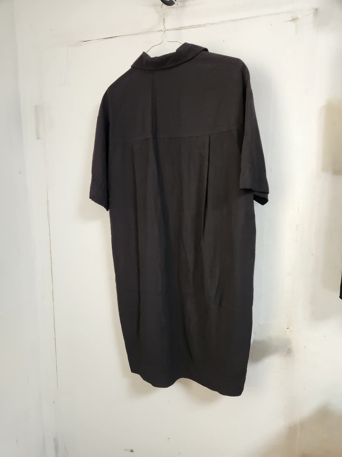 폴햄 검정색 오버핏 반팔 셔츠 원피스 XS(85) 상품이미지2