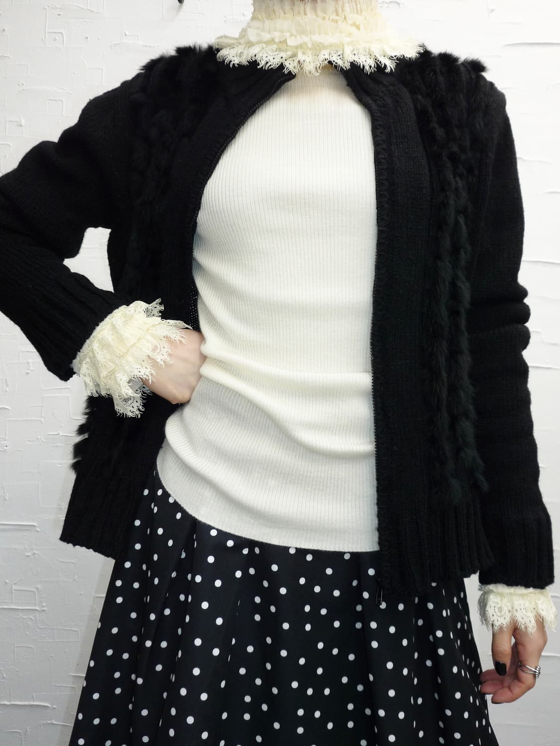 black chic fur cardigan 상품이미지3