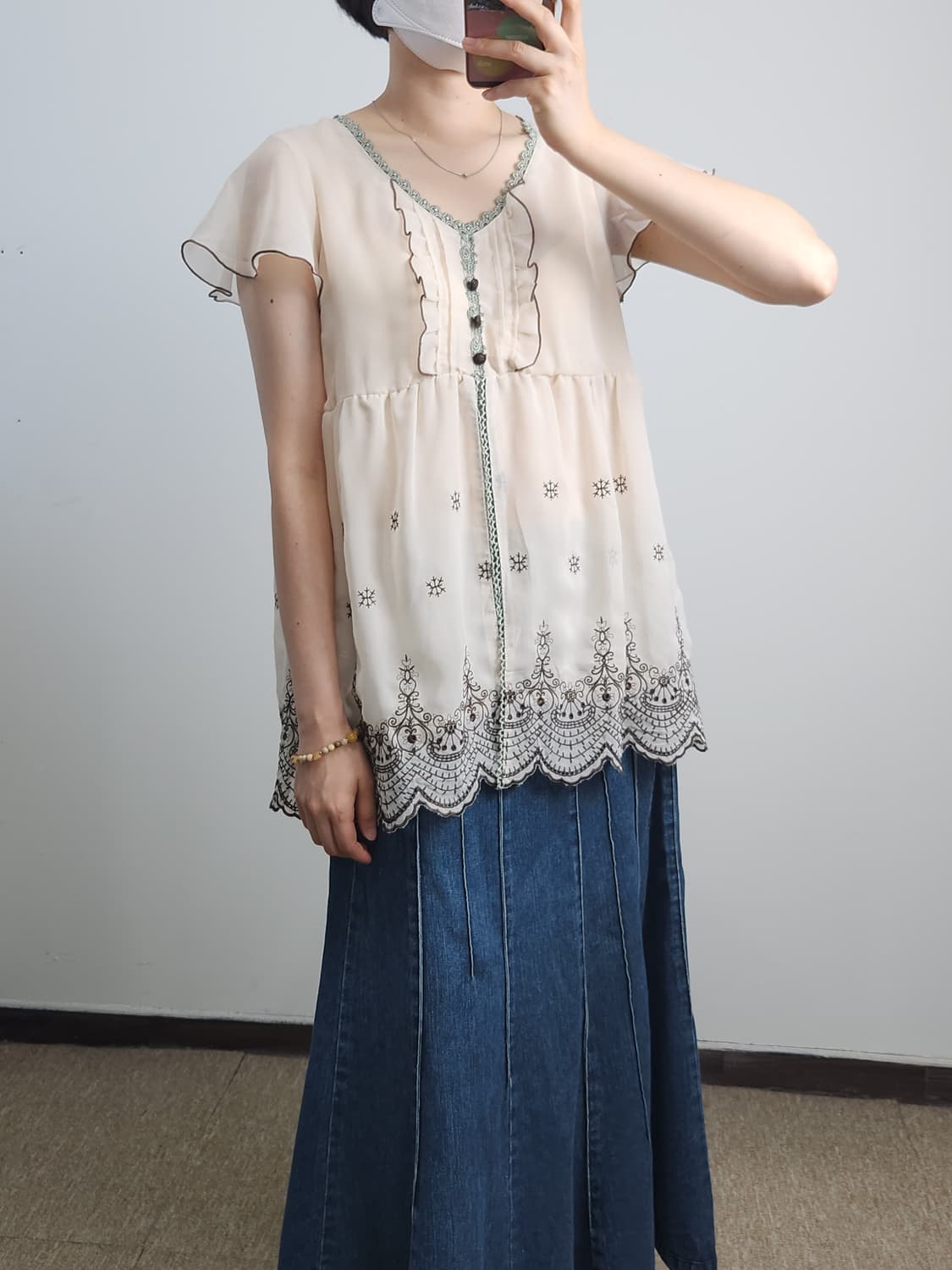 axes femme 자수 블라우스 상품이미지4