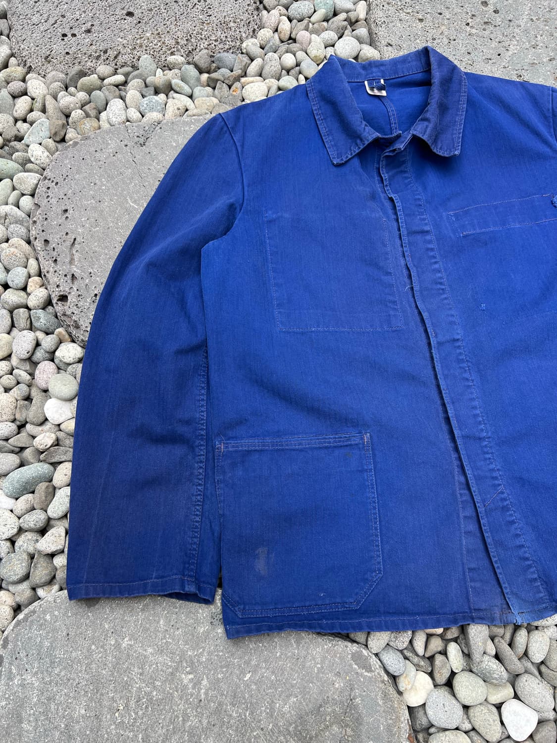 OLD VINTAGE FADED NAVY HBT 헤링본트윌 프렌치워크자켓 상품이미지3