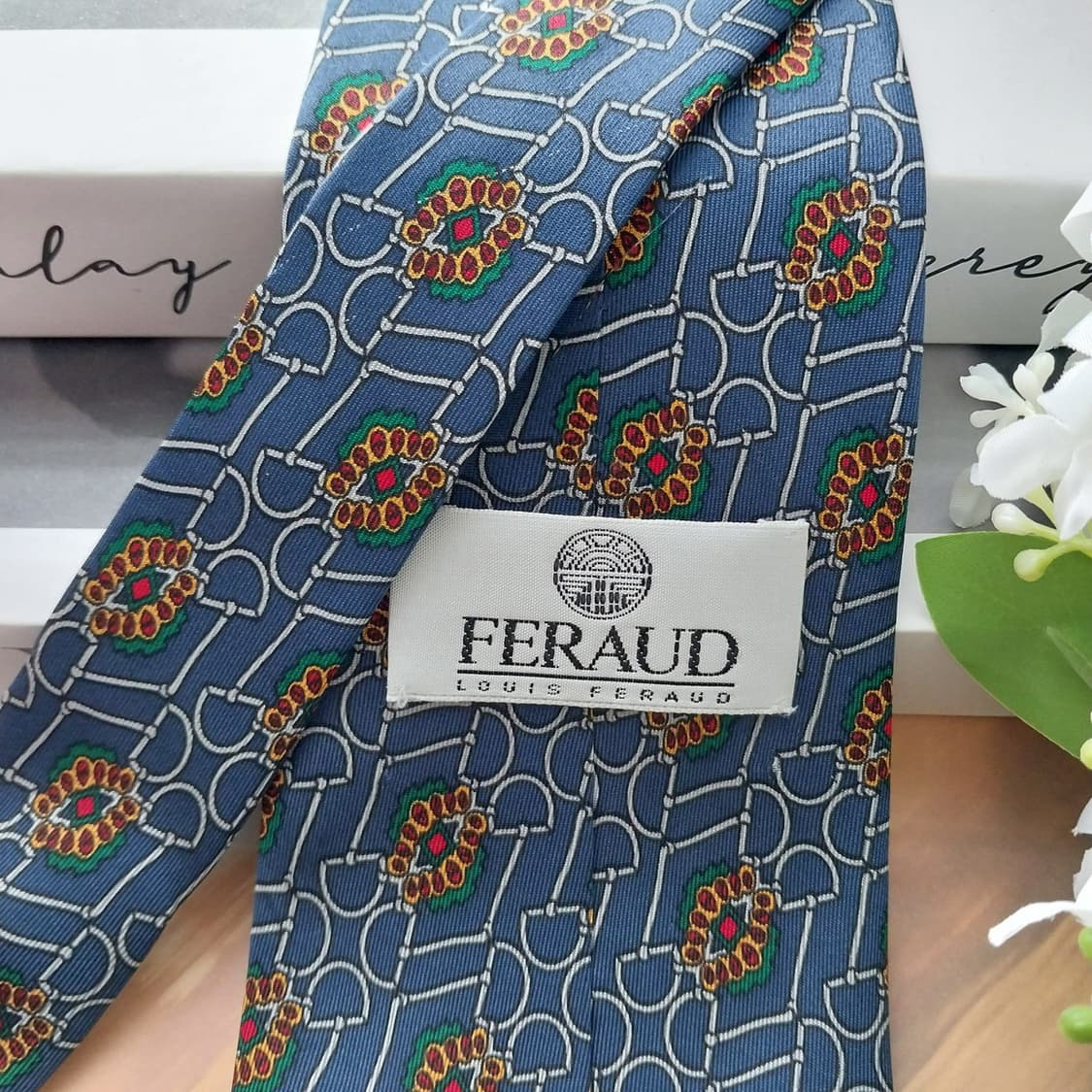 루이 페로 실크 블루 패턴 넥타이 9.5cm A등급 K1686
 상품이미지7