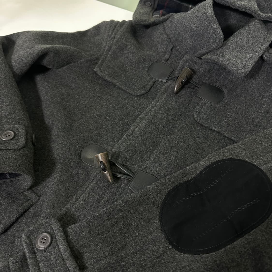 M 95 빈폴 진그레이 후드탈부착 엘보우패치 더플코트 상품이미지3