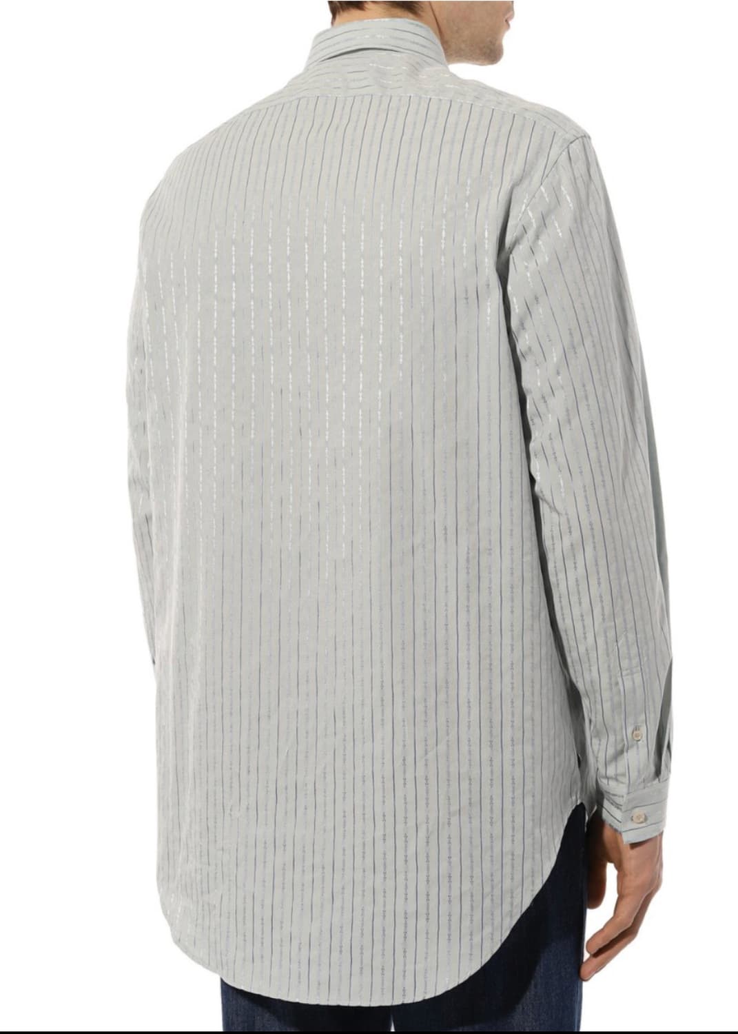 [46/100] 구찌 로고 자수 스트라이프 셔츠 스카이블루 상품이미지4