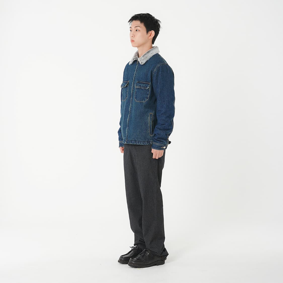 새상품) 사파리스팟 투 버튼 울 팬츠 블랙 1사이즈 상품이미지5