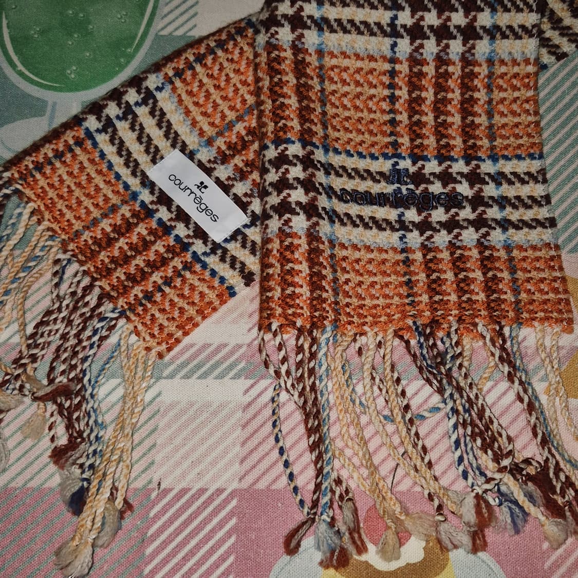 프랑스 꾸레쥬 클래식 체크 메리노 울100% 머플러 상품이미지8