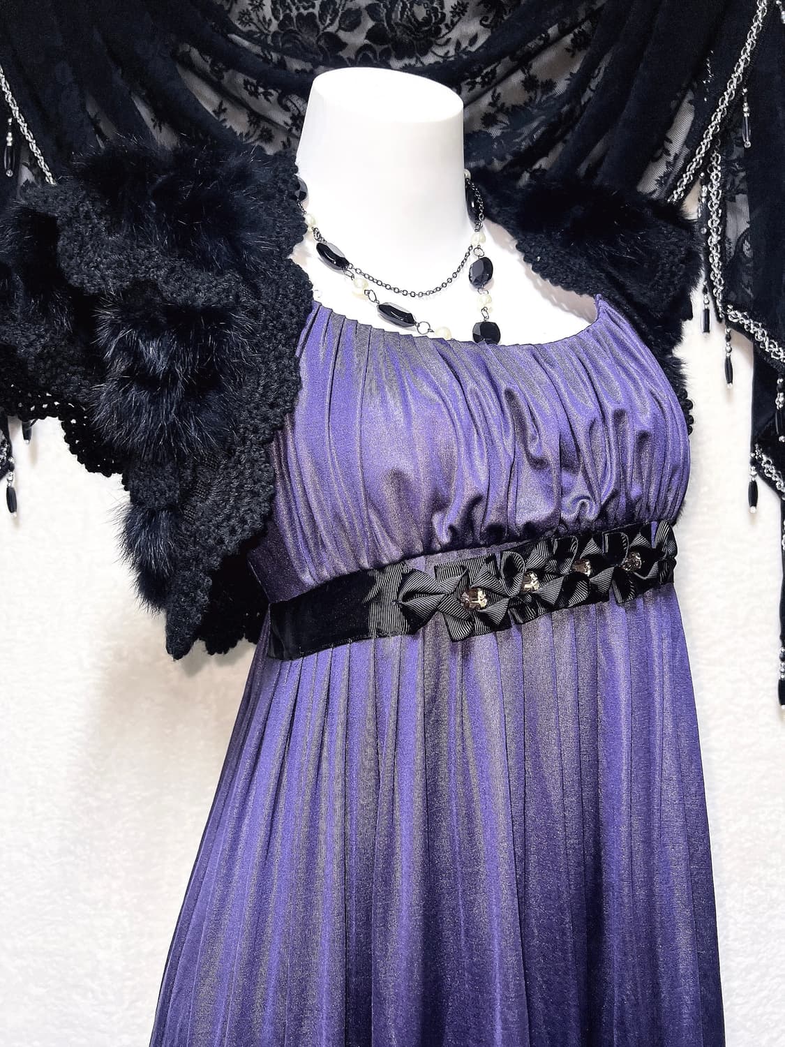 슈슈룬 바닐라깔 퍼플 벌룬 미니원피스 히메갸루 오네 고스펑크 파티드레스 상품이미지3