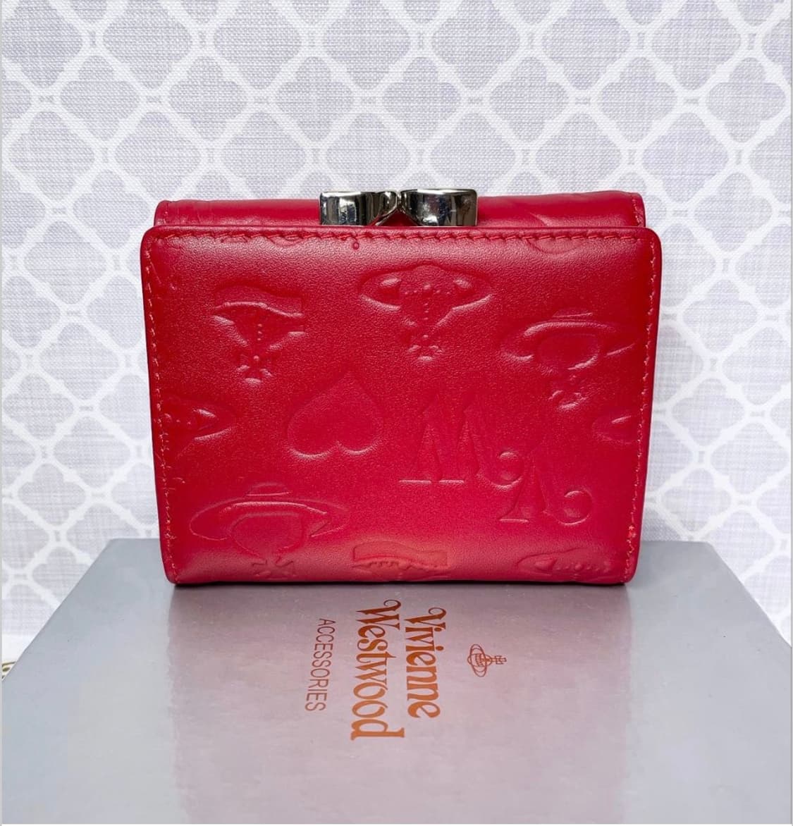 비비안웨스트우드 아카이브 레드 레더 하프월렛 반지갑 상품이미지5
