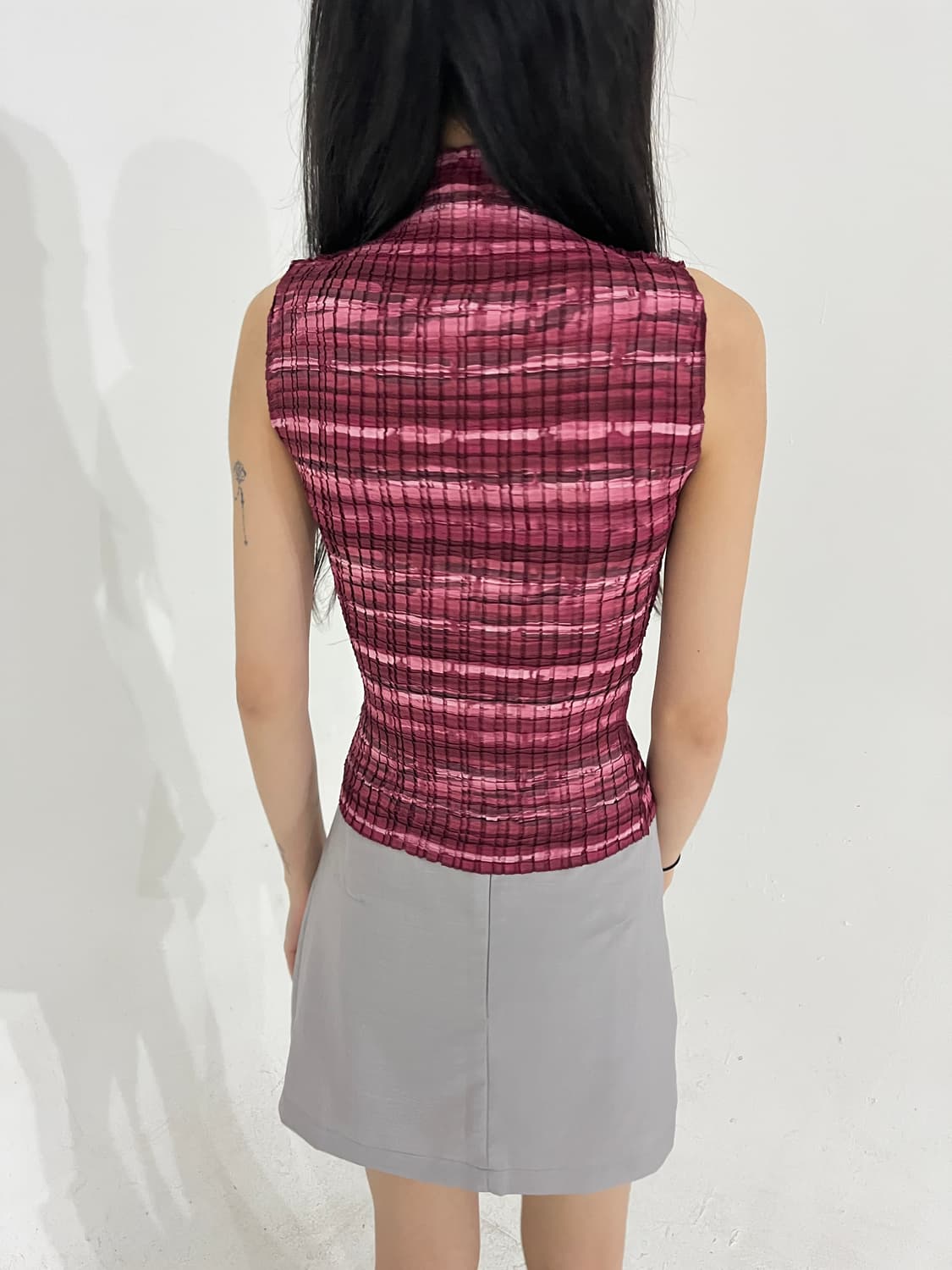 Color mix pleats top 상품이미지7
